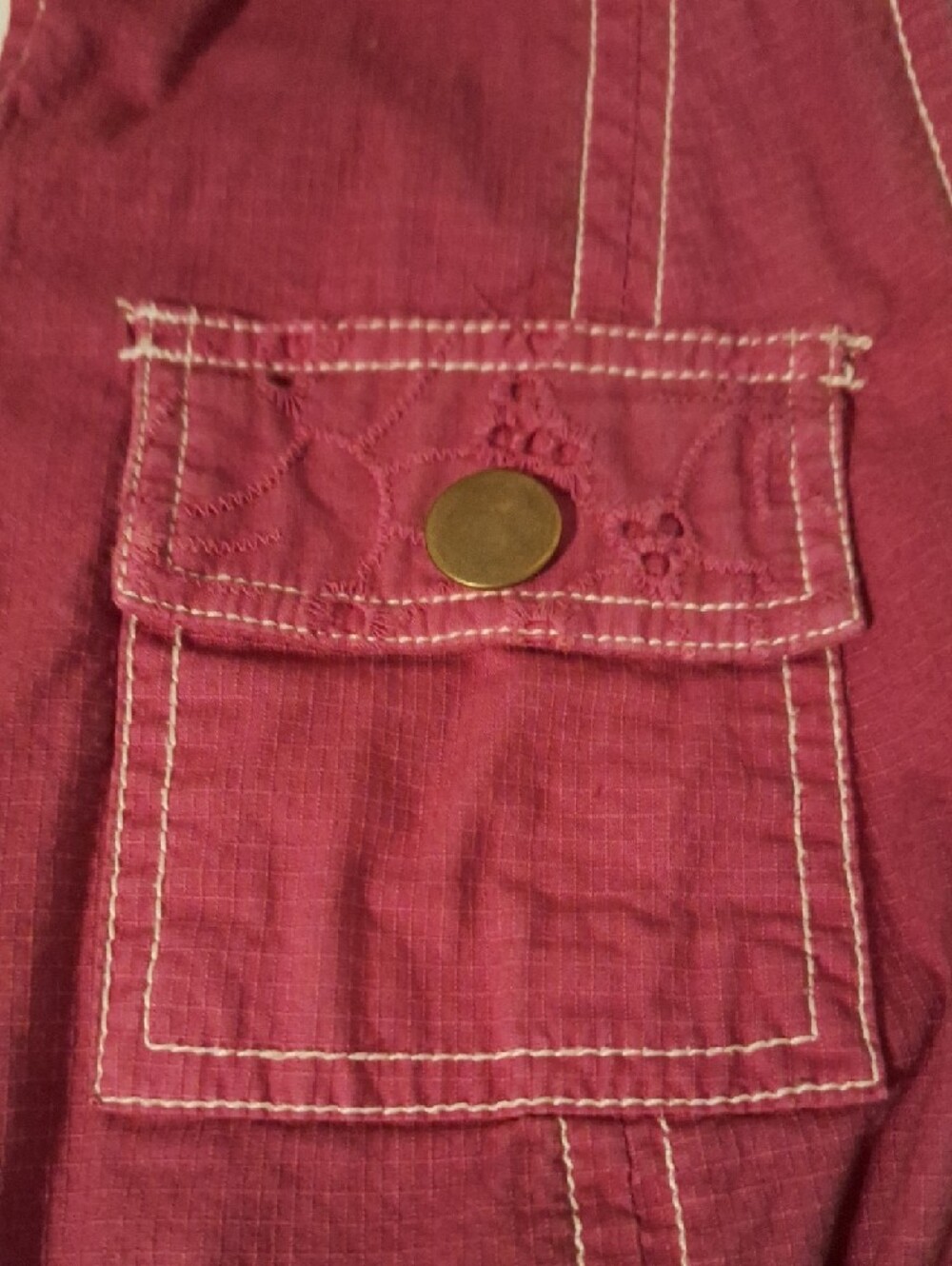 Sleeveless Utility Vest - Raspberry Pink with White Stitching - Picture 6 of 7